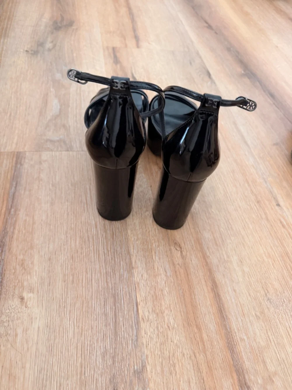 Sam Edelman Black Patent Leather Jade Ankle Strap Stiletto Heels
